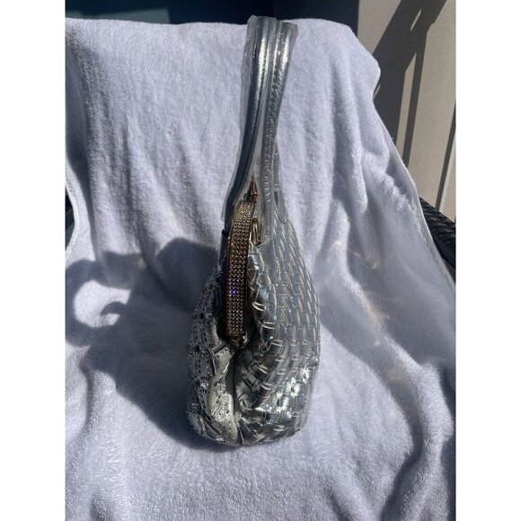 NWT Silver Rhinestone Handbag with Gold Accents Women's Purse Bridal - Picture 5 of 9